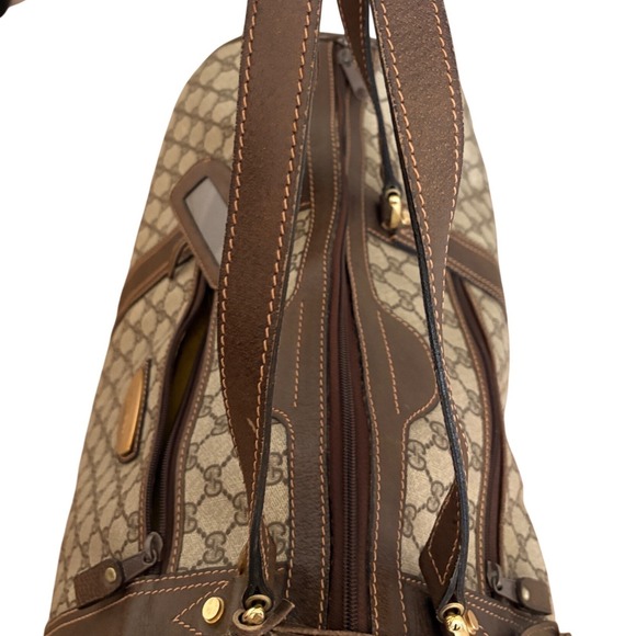 Gucci Vintage GG Supreme Boston Duffle Bag Brown Monogram Weekender Travel Bag - Picture 6 of 16